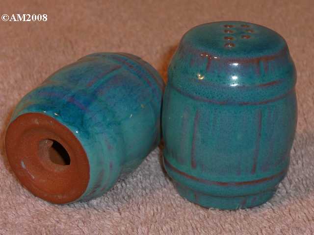 Frankoma barrel shakers glazed turquoise